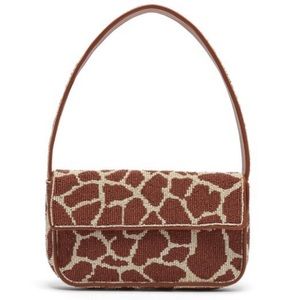 Staud Tommy Giraffe Print Beaded Shoulder Bag